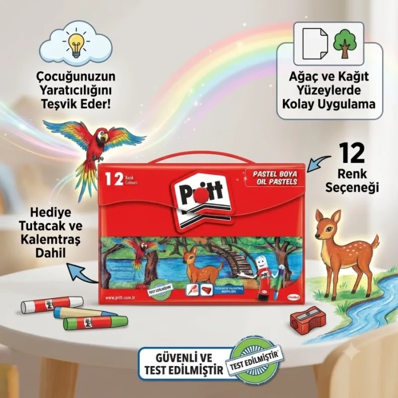 PRİTT PASTEL BOYA 12 RENK ÇANTALI