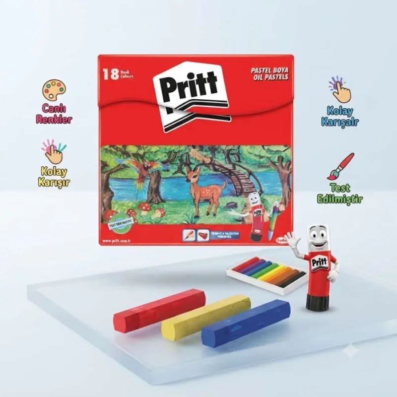 PRİTT PASTEL BOYA 18 RENK ÇANTALI