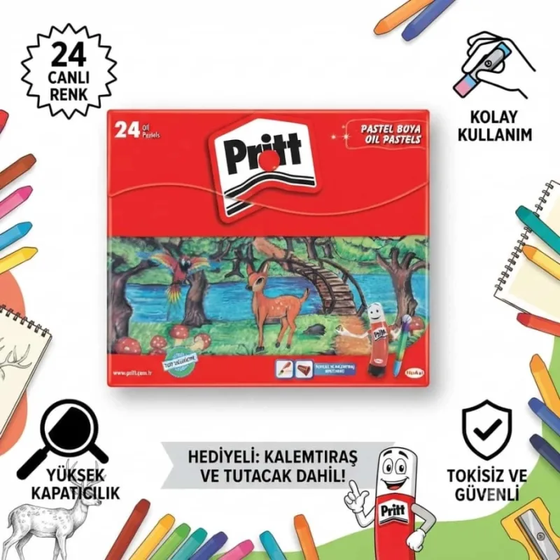 PRİTT PASTEL BOYA 24 RENK ÇANTALI