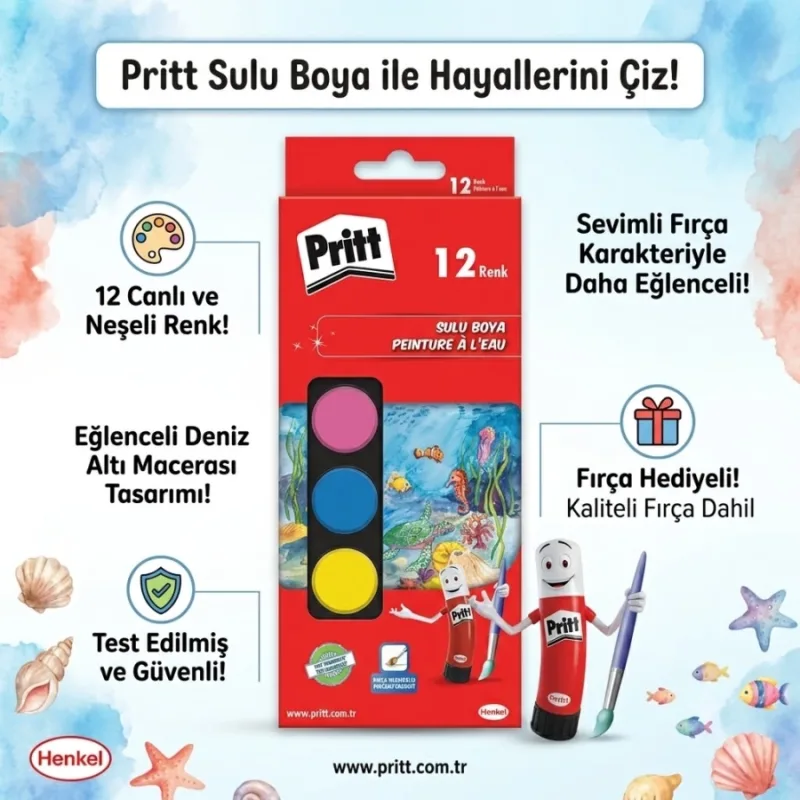 PRİTT SULU BOYA KÜÇÜK 12 RENK