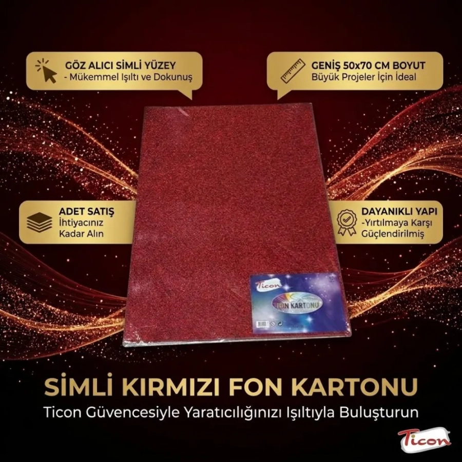 TİCON SİMLİ FON KART. 50*70 KIRMIZI
