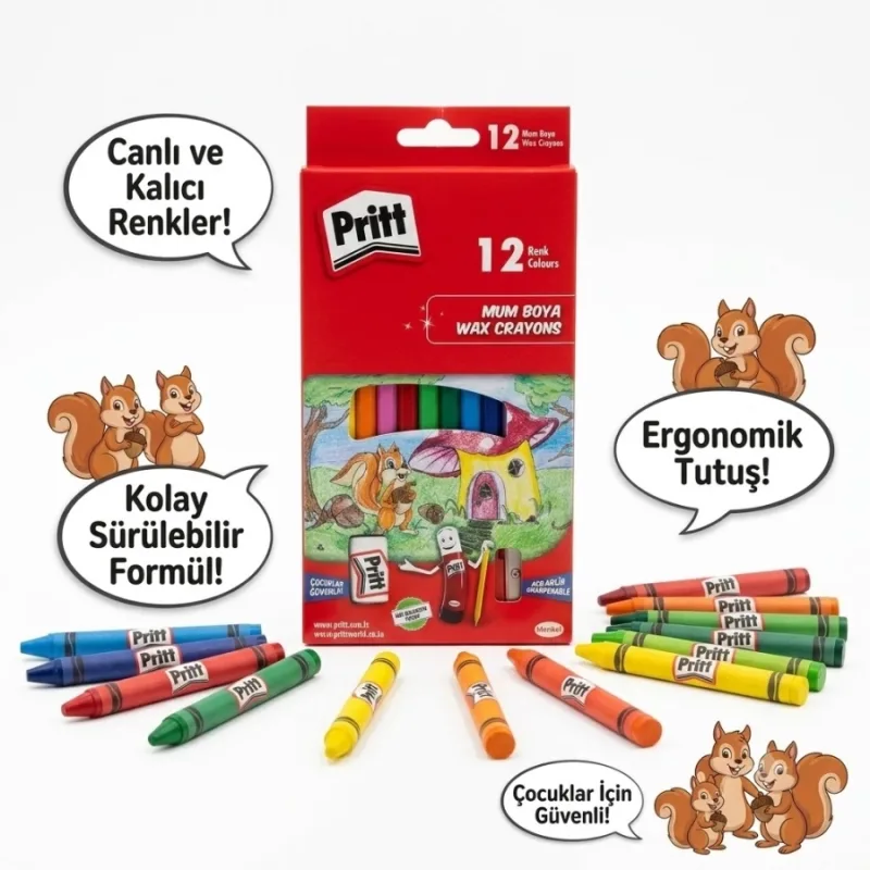 PRİTT SİLİNEBİLİR MUM PASTEL BOYA 12Lİ