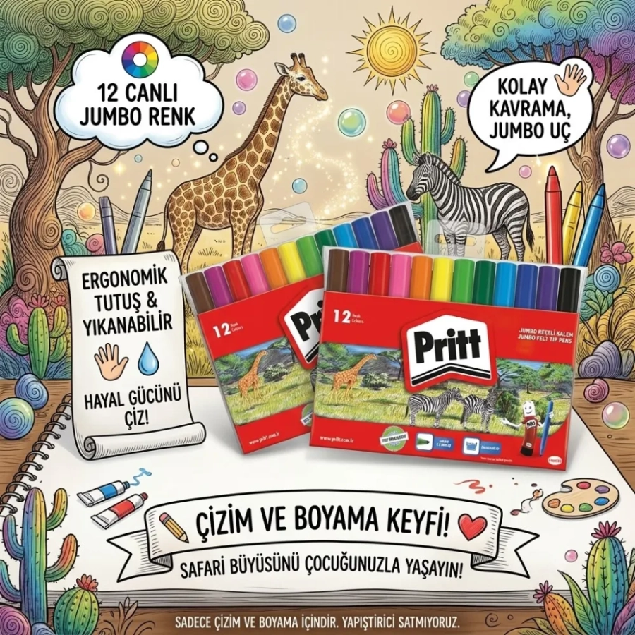 PRİTT JUMBO KEÇELİ KALEM 12 RENK