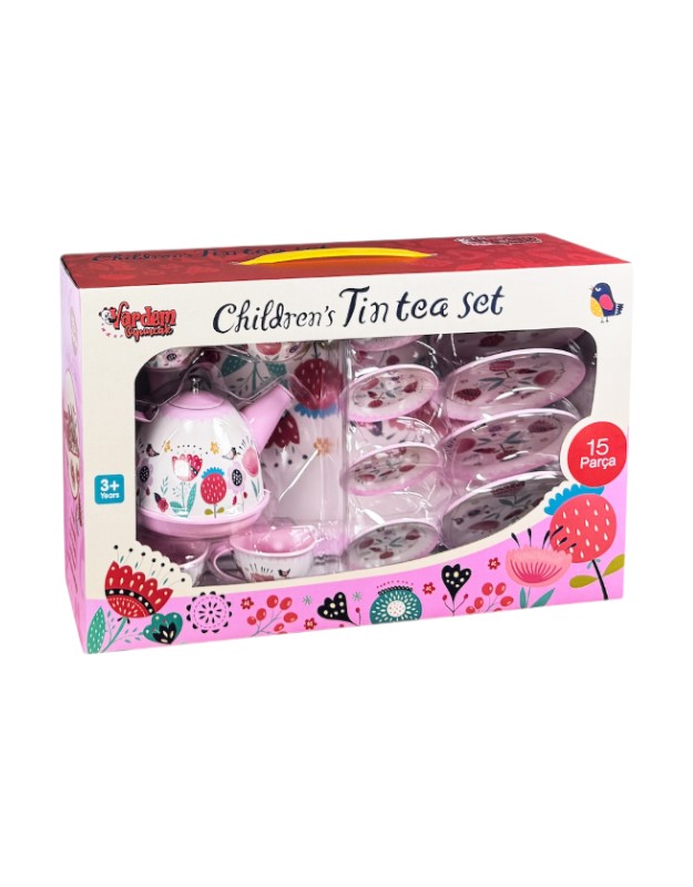 METAL ÇAY SETİ ÇİÇEK DESENLİ 15 PRÇ
