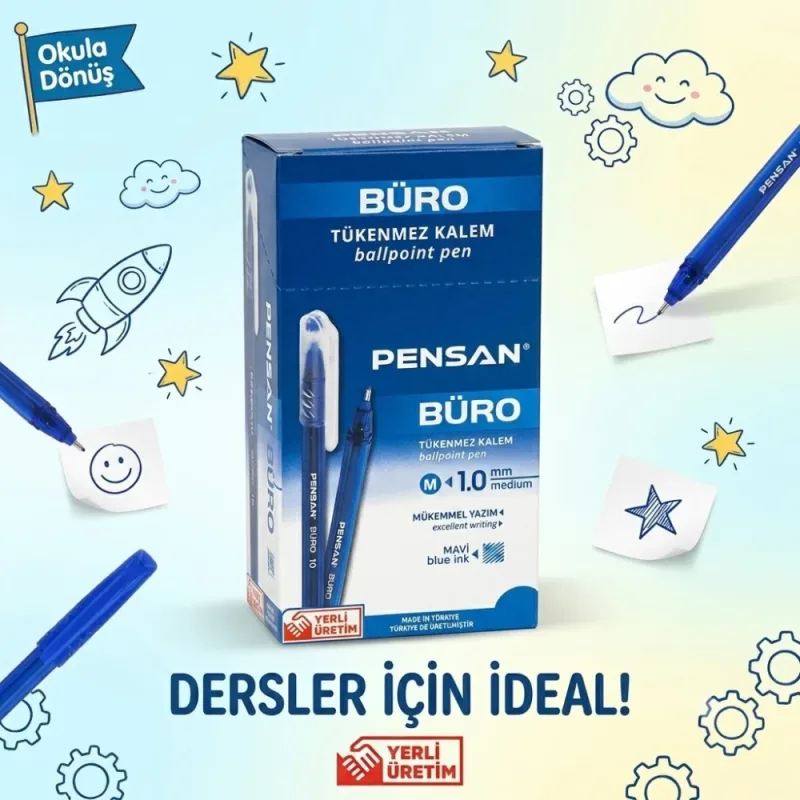BÜRO TÜKENMEZ KALEM MAVİ-KIRMIZI-SİYAH