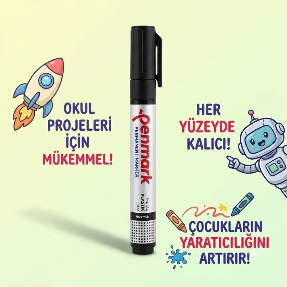 PERMANENT KESİK UÇ SİYAH-MAVİ-KIRMIZI