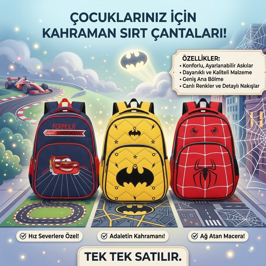 3LÜ SET İLKOKUL ÇANTASI