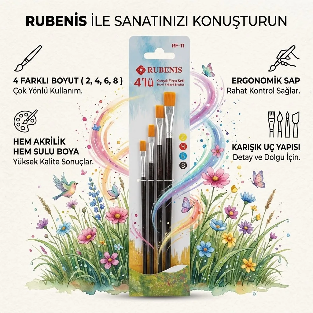 RUBENİS 4LÜ YAĞLI BOYA FIRÇA