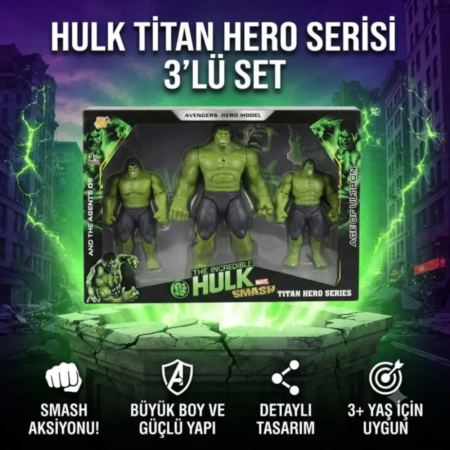 3 KARAKTERLİ YEŞİL ADAM SET