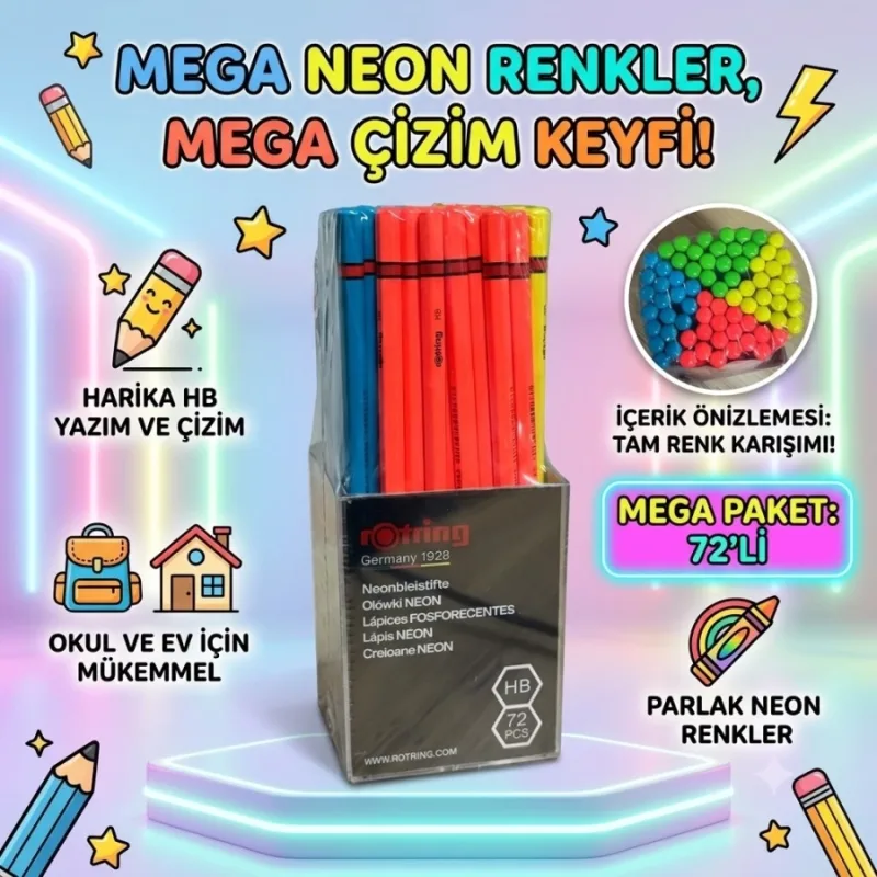 ROTRİNG NEON KURŞUN KALEM 72 Lİ