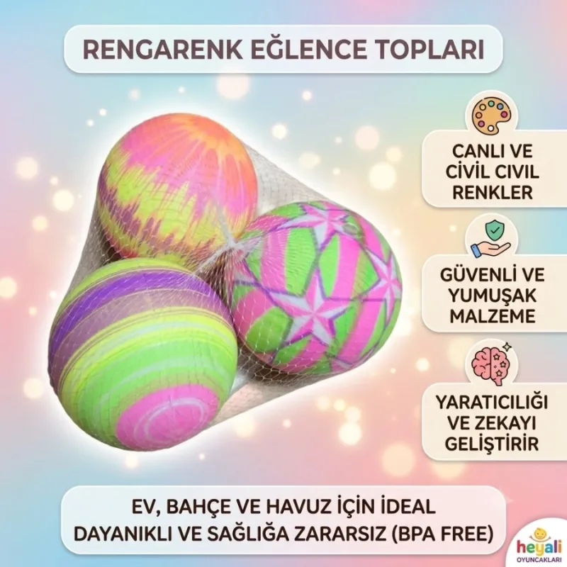 FİLEDE 3LÜ PVC RENKLİ TOP