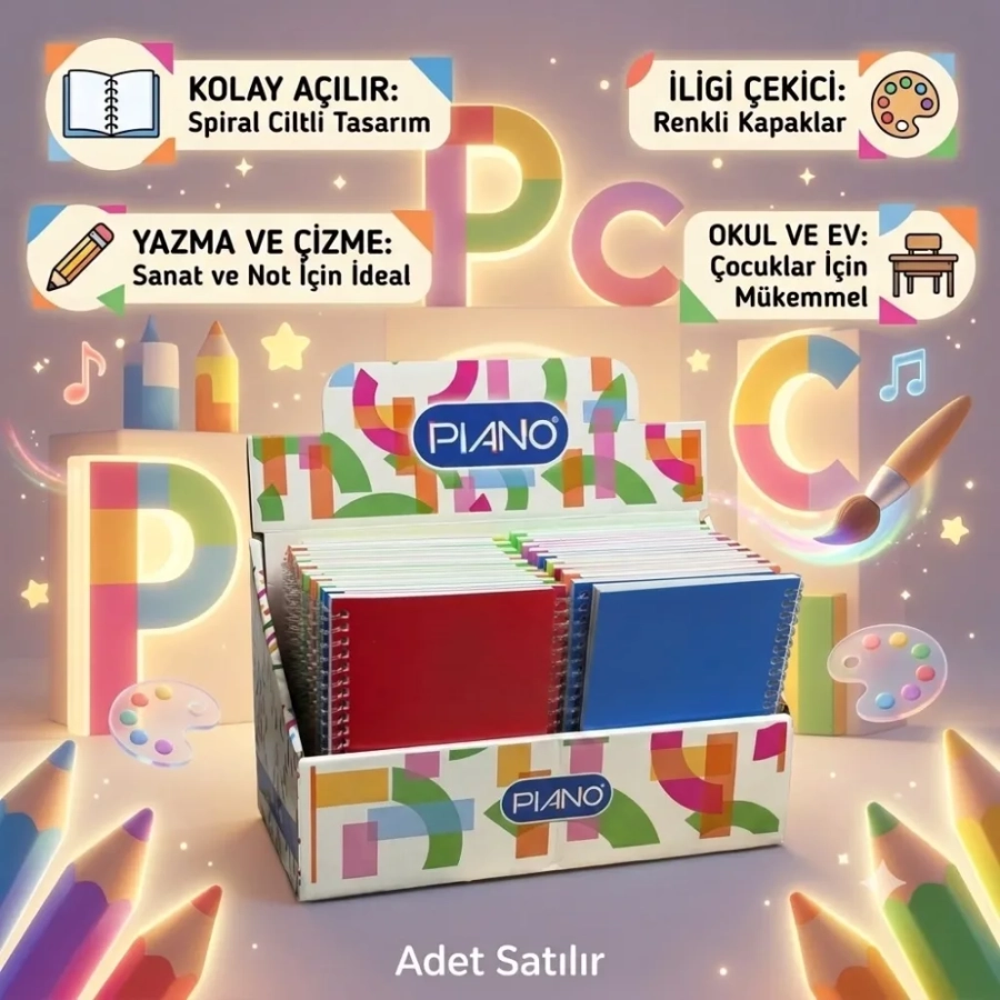 PIANO A6 SPIRAL BLOKNOT KARELİ-ÇİZGİLİ