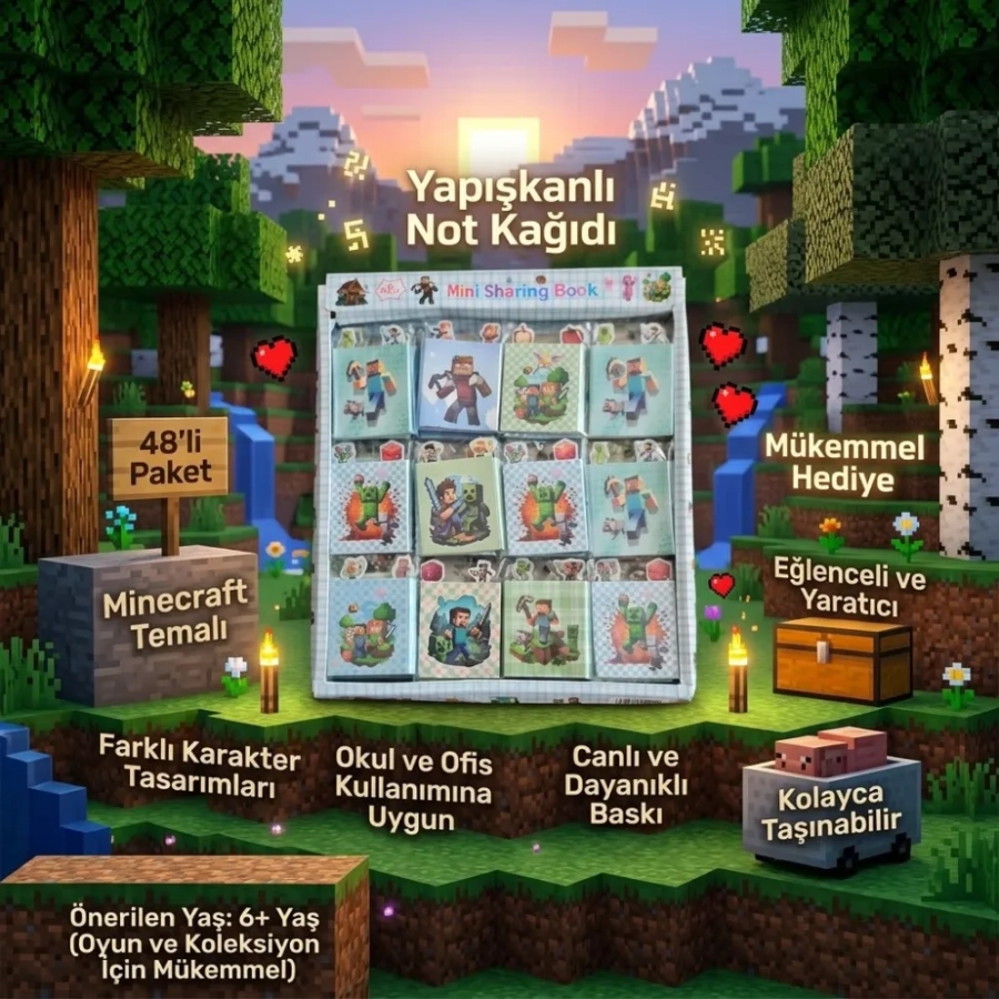MINECRAFT 48Lİ NOT KAĞIDI YAPIŞKAN