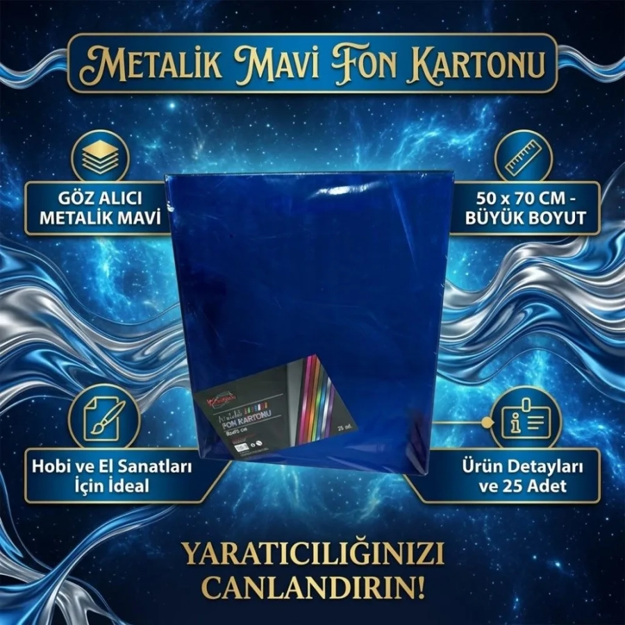 TİCON METALİK FON KART. 50*70 MAVİ