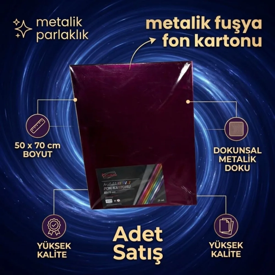 TİCON METALİK FON KART. 50*70 FUŞYA