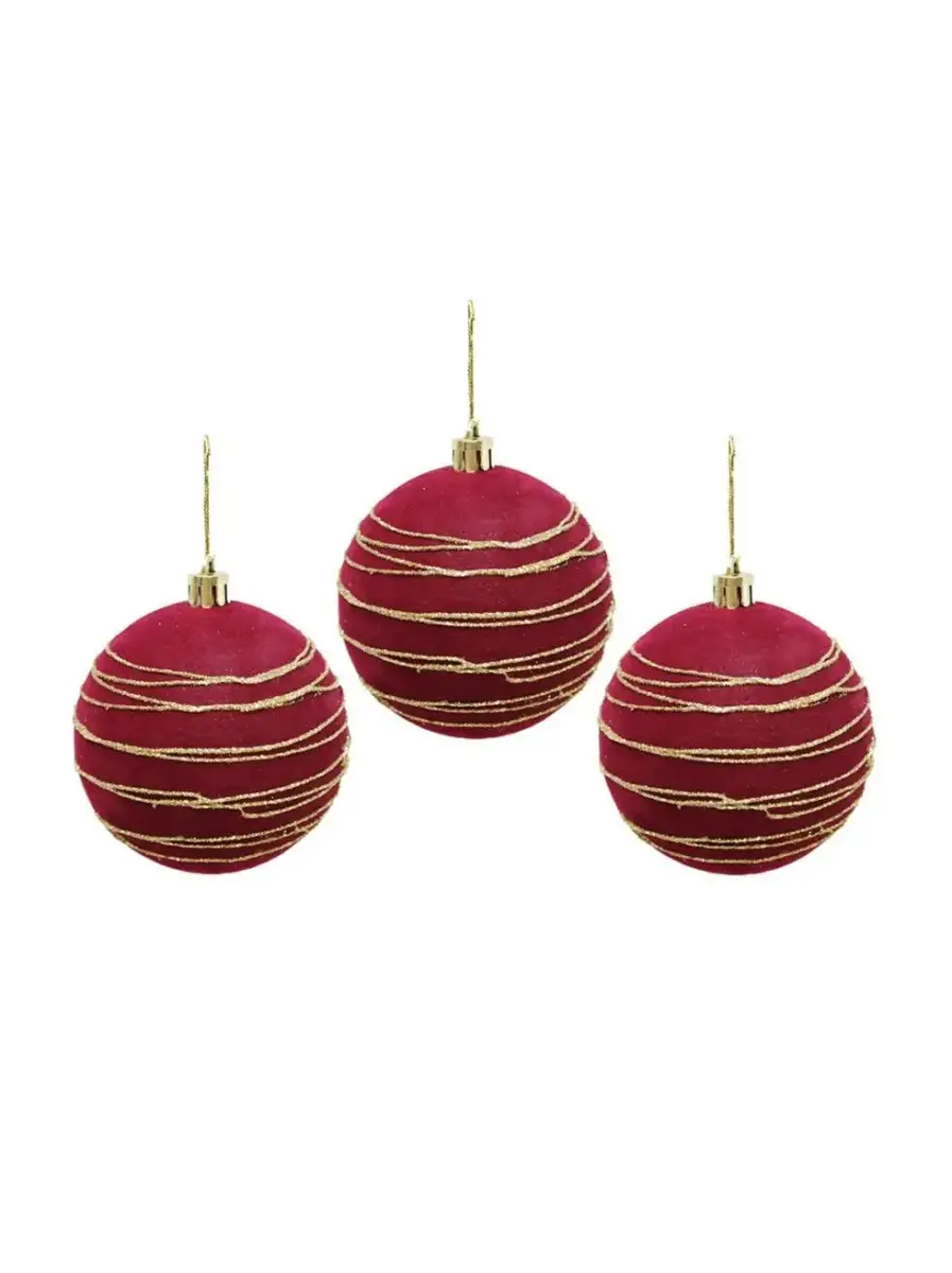 KADİFE TOP BORDO 8CM 3LÜ