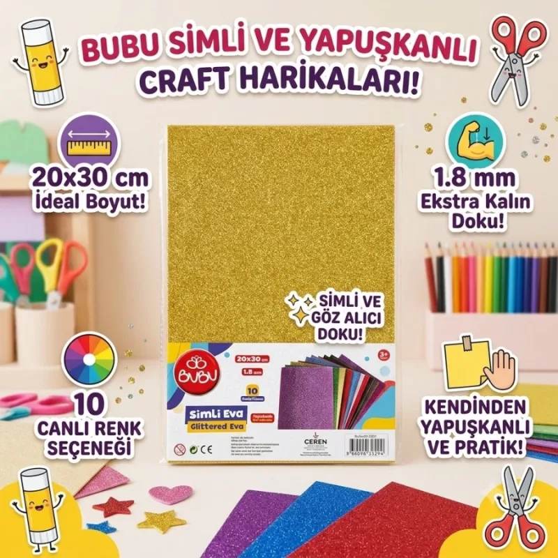 BUBU 10LU SİMLİ YAPIŞKANLI EVA 20*30