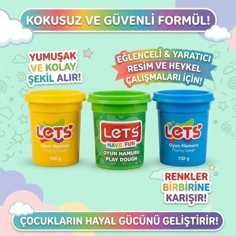 LETS OYUN HAMURU YEŞİL-MAVİ-SARI