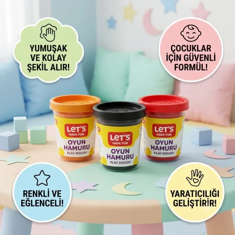 LETS OYUN HAMURU KIRMIZI-TURUNCU-SİYAH