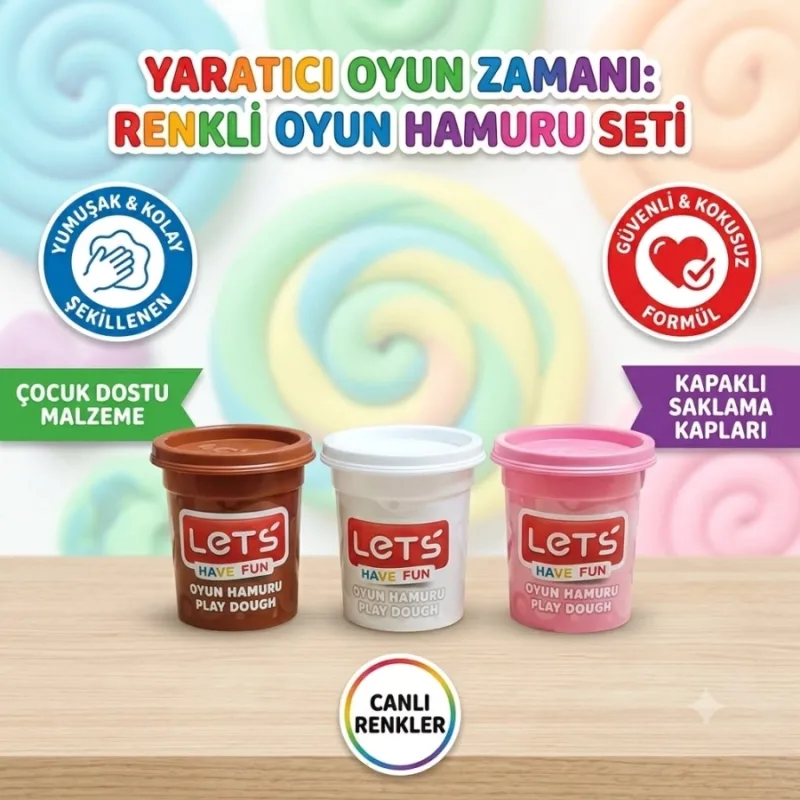 LETS OYUN HAMURU KAHVE-BEYAZ-PEMBE