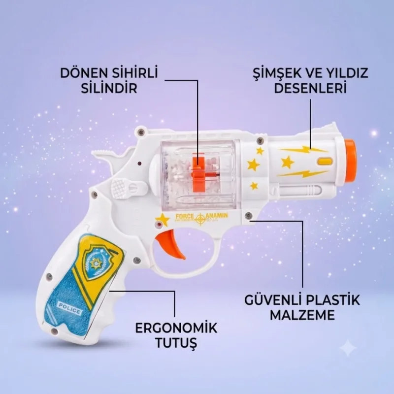 KÖPÜKLÜ IŞIKLI BEYAZ TABANCA