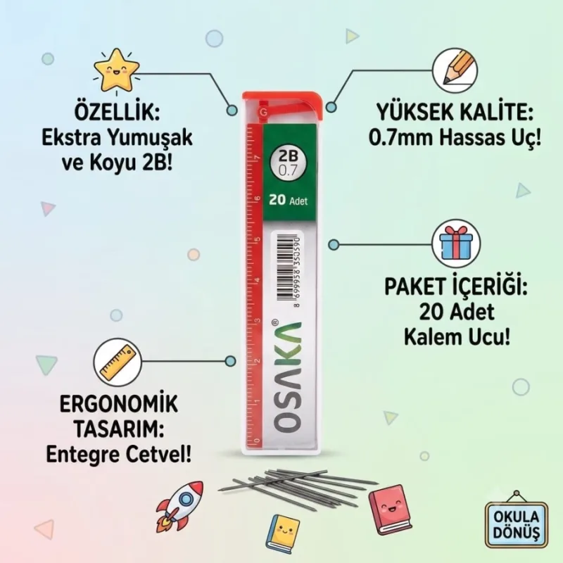 OSAKA 75 MM CETVELLİ 0,7 KALEM UCU