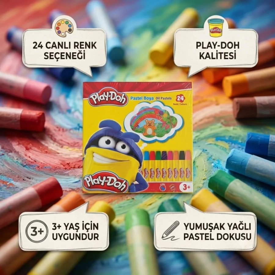 PLAY-DOH 24LÜ PASTEL BOYA