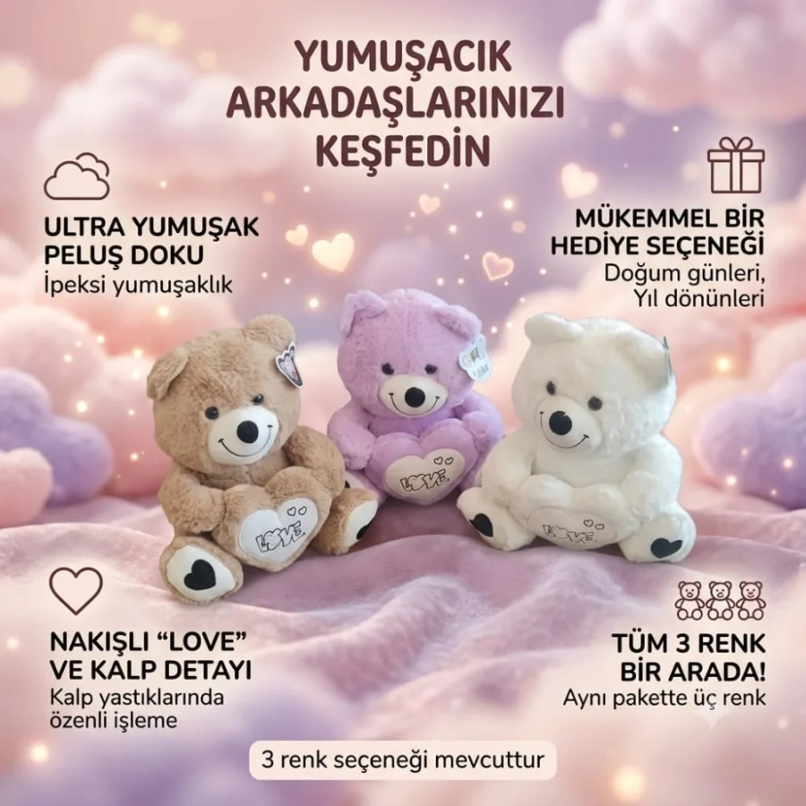 PELUŞ KALPLİ AYICIK 50 CM
