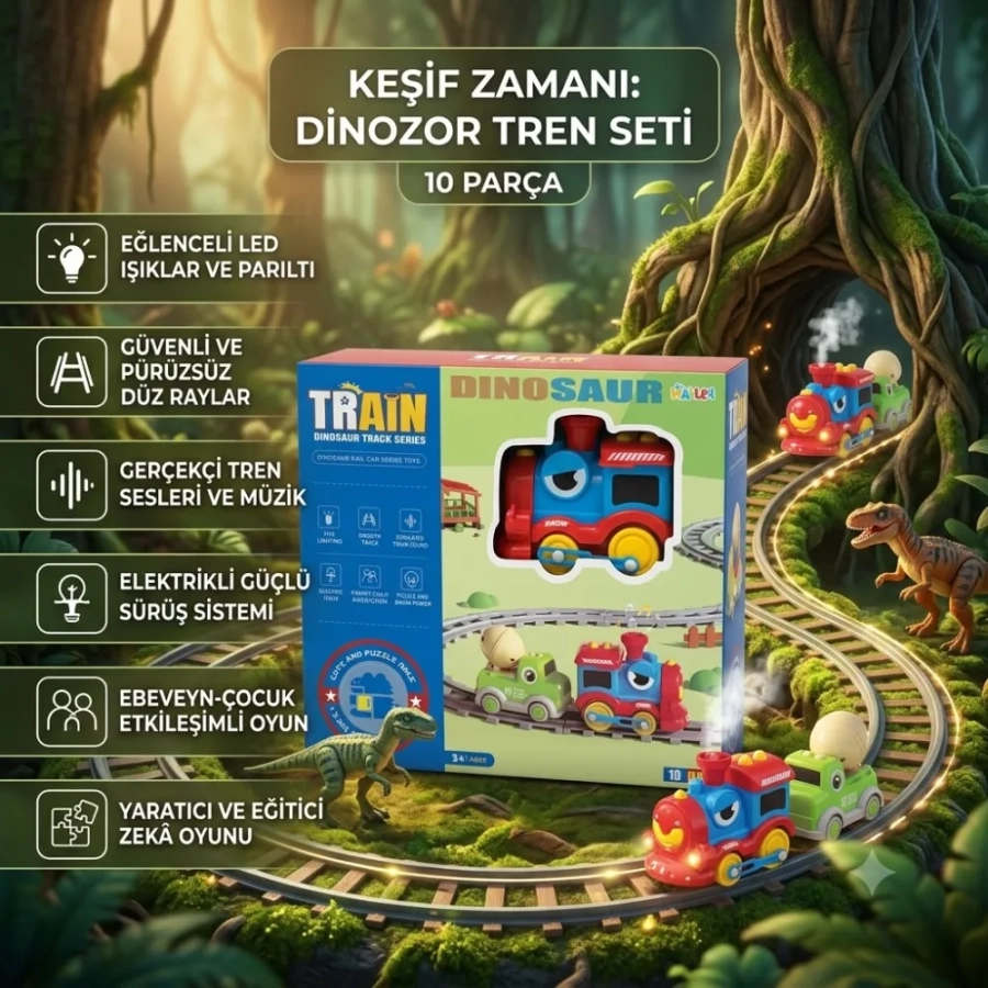 TREN DİNOZOR FİGÜRLÜ 10 PCS