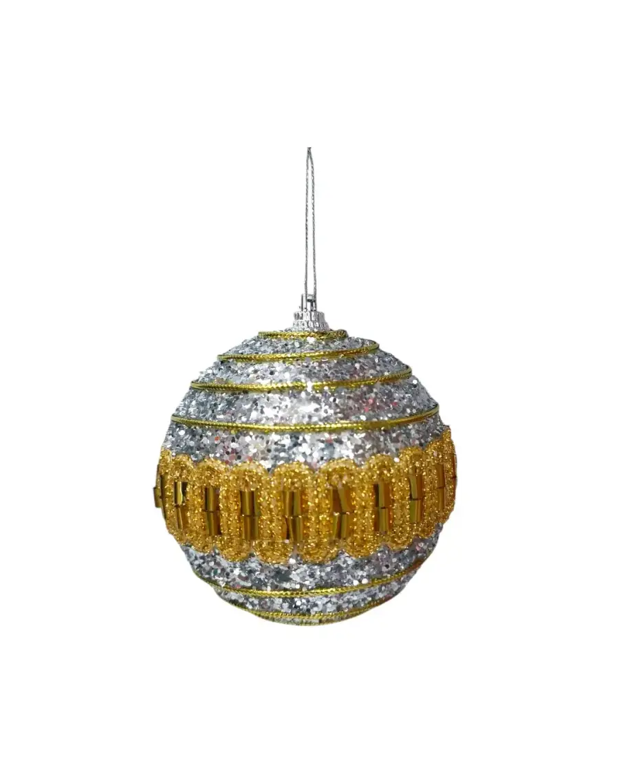 ALTIN GÜMÜŞ DESENLİ 8 CM TOP