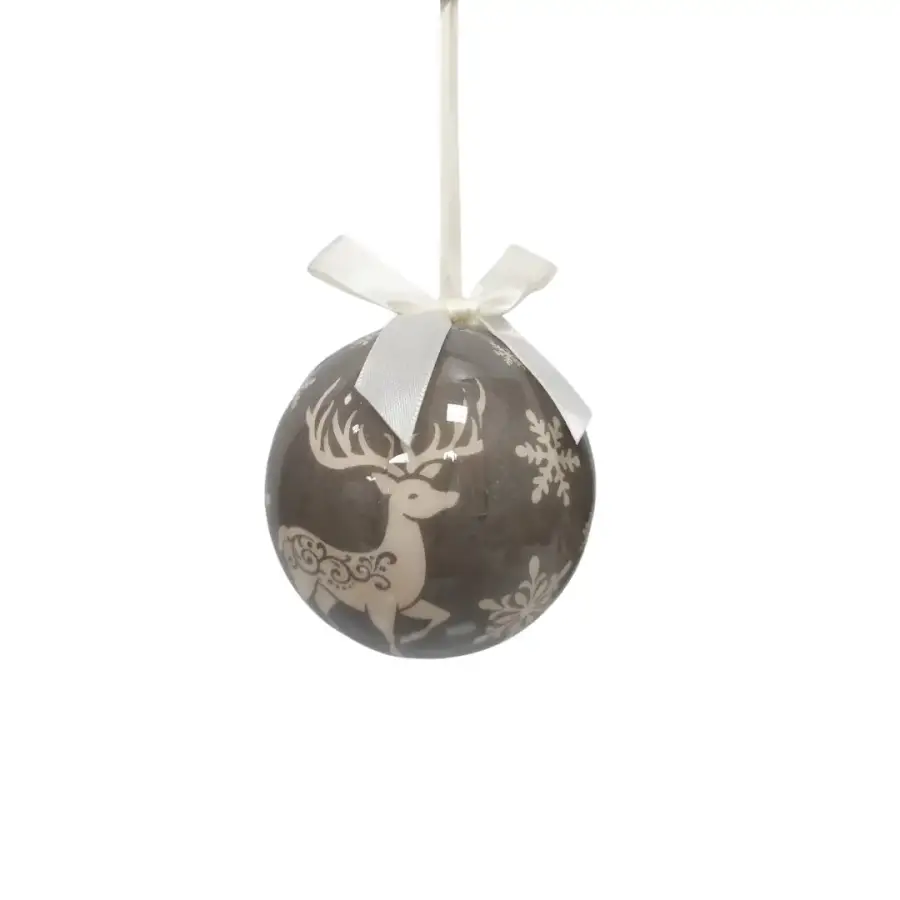 GRİ NOEL DESENLİ 8 CM TOP