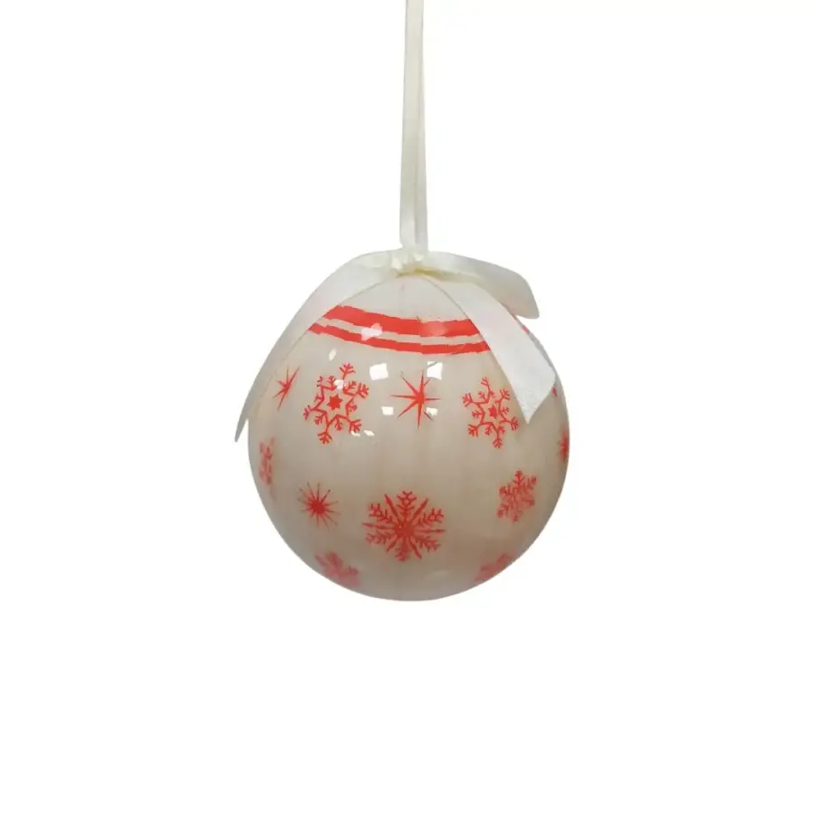 KIRMIZI KAR TANESİ DESENLİ 8 CM TOP