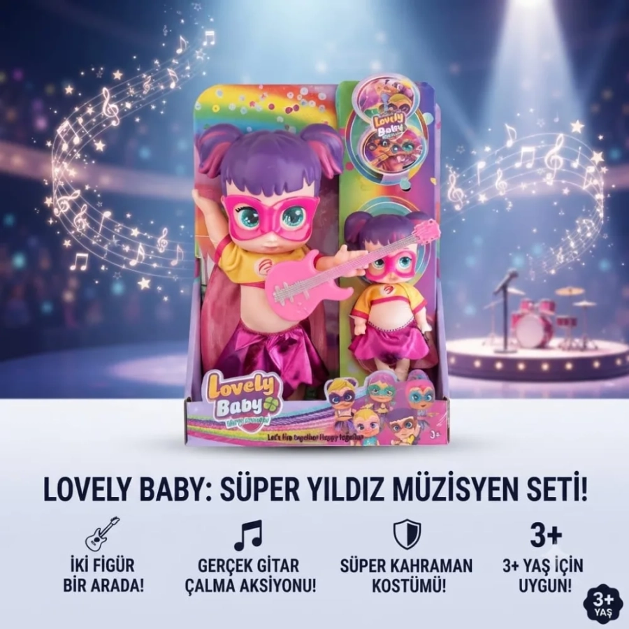 GİTARLI İKİLİ MASKELİ BEBEK